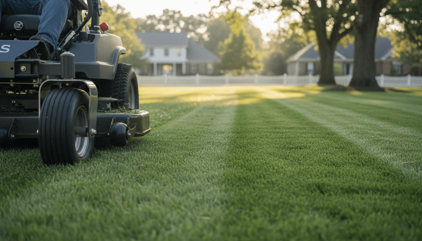 Lawn care transformation in Miami with fresh mowing stripes